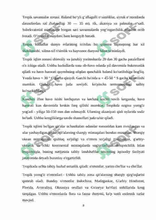 Tropokda tarqalgan oziq ovqat oʻsimliklari 8