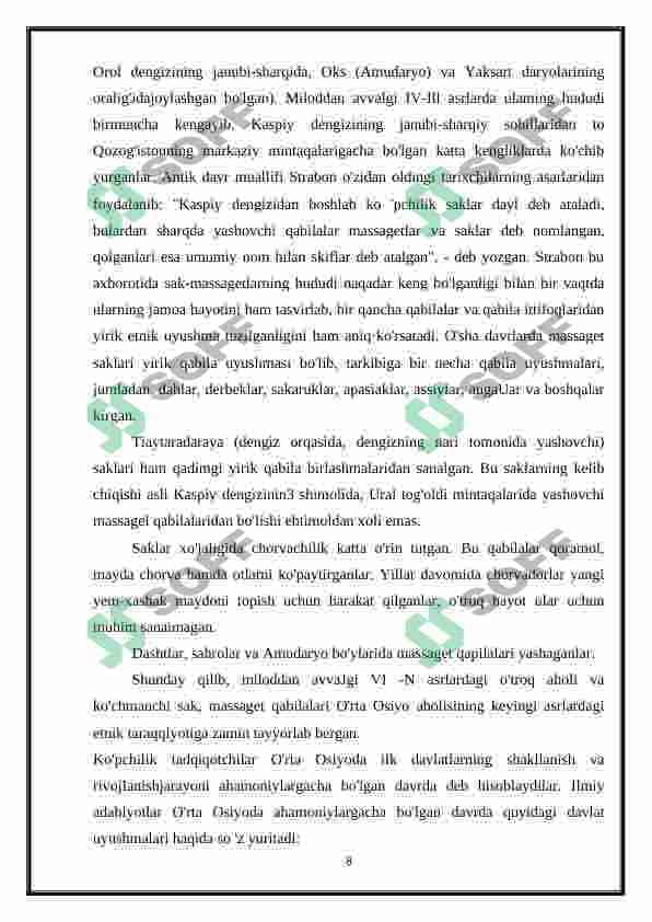 Oʻrta osiyoning qadimgi davr tarixiy geografiyasi 8