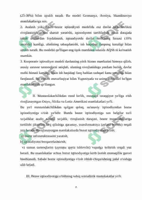 Bozor iqtisodiyotining mazmuni va unga o’tish yo’llari 8