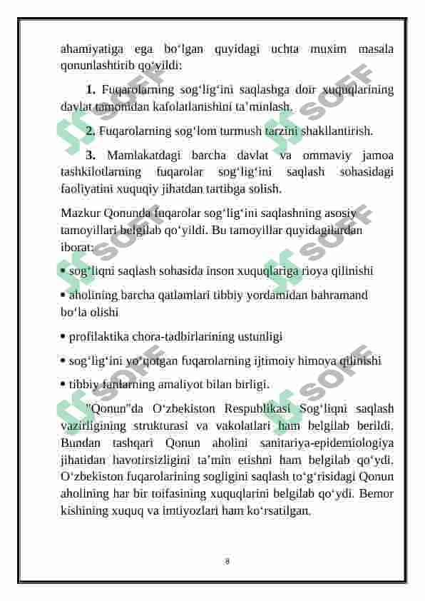 Mustaqillik yillarida O‘zbekistonda sog‘liqni saqlash sohasining rivojlanishi 8