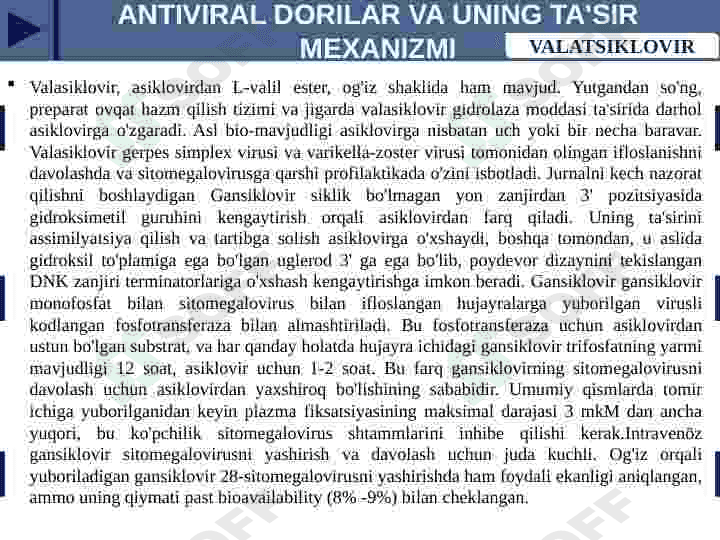 Viruslar va o'smalar ta'siriga qarshi dori vositalarining tashqi mexanizmi (DNK, RNK) 8