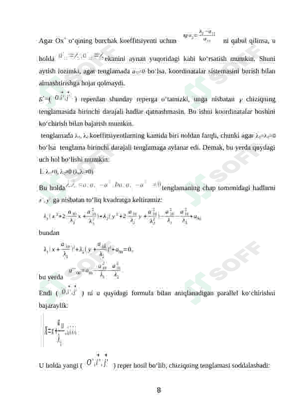 Ikkinchi tartibli chiziqlarning tenglamasiga ko‘ra yasash. 8