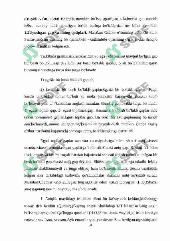 HOZIRGI O’ZBEK TILIDA UYUSHIQLIK HODISASI 8