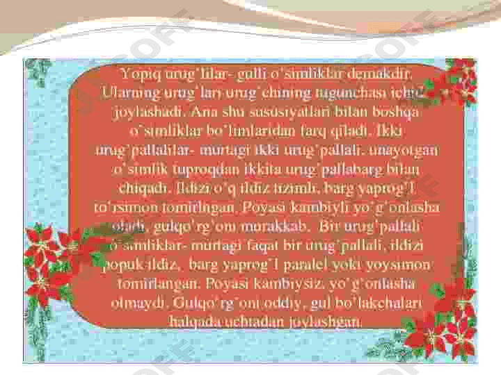 Gulli oʻsimliklarni kelib chiqishi 8