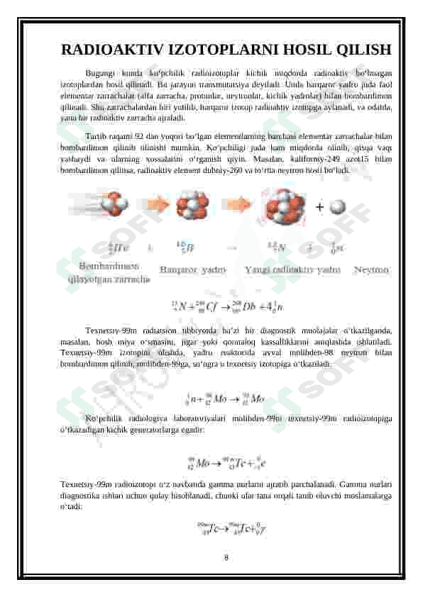 Yadro kimyosining tibbiyotdagi o’rni 8