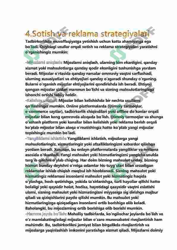 (0)Noldan Biznes Boshlash 8