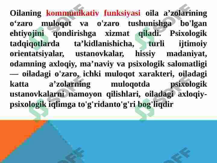 Oilaning funksiyasi, oila tiplari va rollari 8