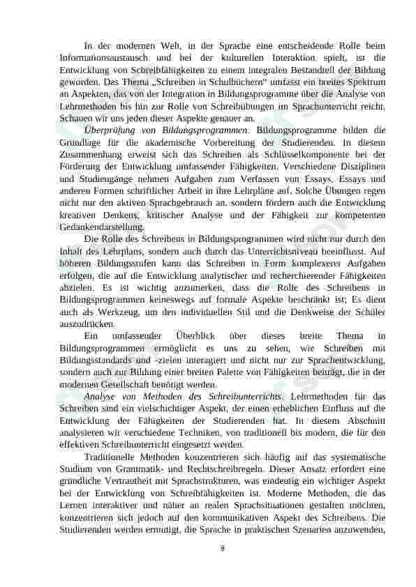 Die Rolle des Schreibens in verschiedenen Lehrwerken 8