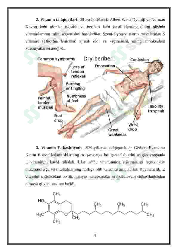 ANTIOKSIDANTLAR. ULARNING KLINIKADA QO'LLANILISHI 8