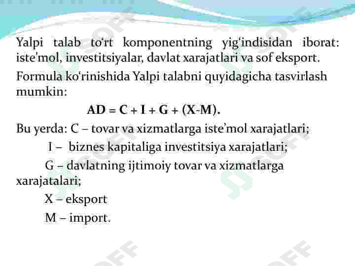 MAKROIQTISODIYOT FANIDAN TAQDIMOT Yalpi talab va Yalpi taklif 8