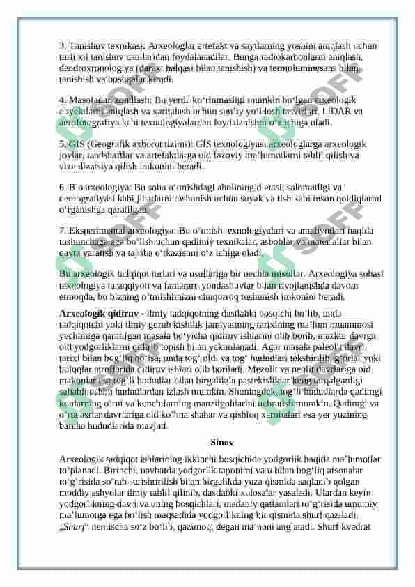 ARXEOLOGIK DALA TADQIQOTLARI USULLARI TARIXI 8