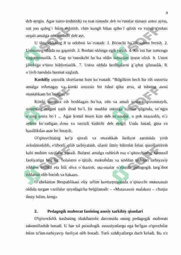 PEDAGOGIK MAHORAT FANI HAQIDA TUSHUNCHA 8