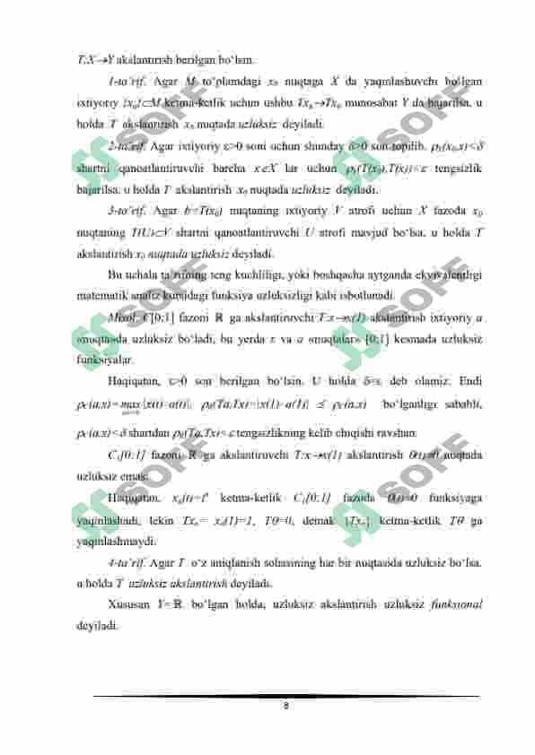 Uzluksiz aklantirish va gomeomorfizm 8
