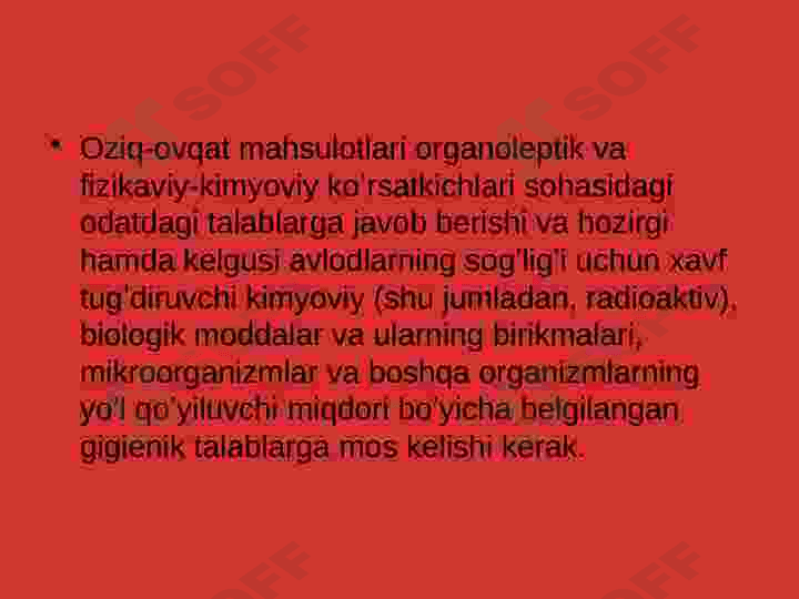 Ovqat mahsulotlarining sifatini gigiyenik baholash 8