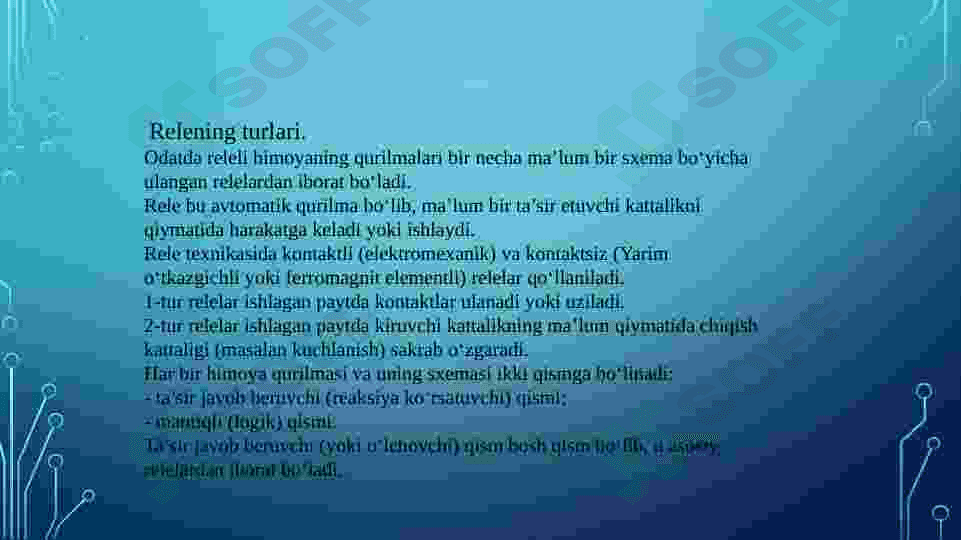 Energetika tizimini releli himoyasi va avtomatikasi 8
