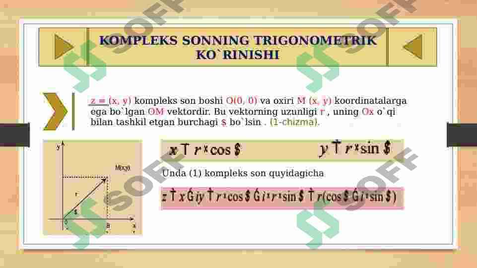 KOMPLEKS TEKISLIK. KOMPLEKS TEKISLIKDA CHIZIQLAR VA SOHALAR 8