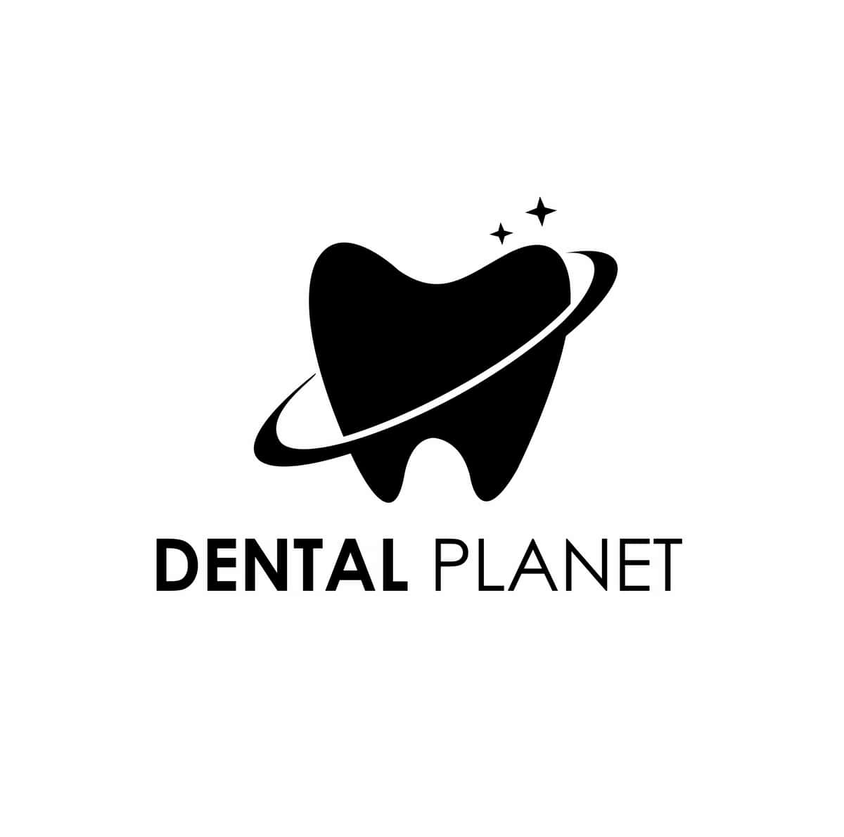 Orbita yulduzlari bilan dental sayyora logotipi tish | Dental planet logo tooth with orbit stars 1