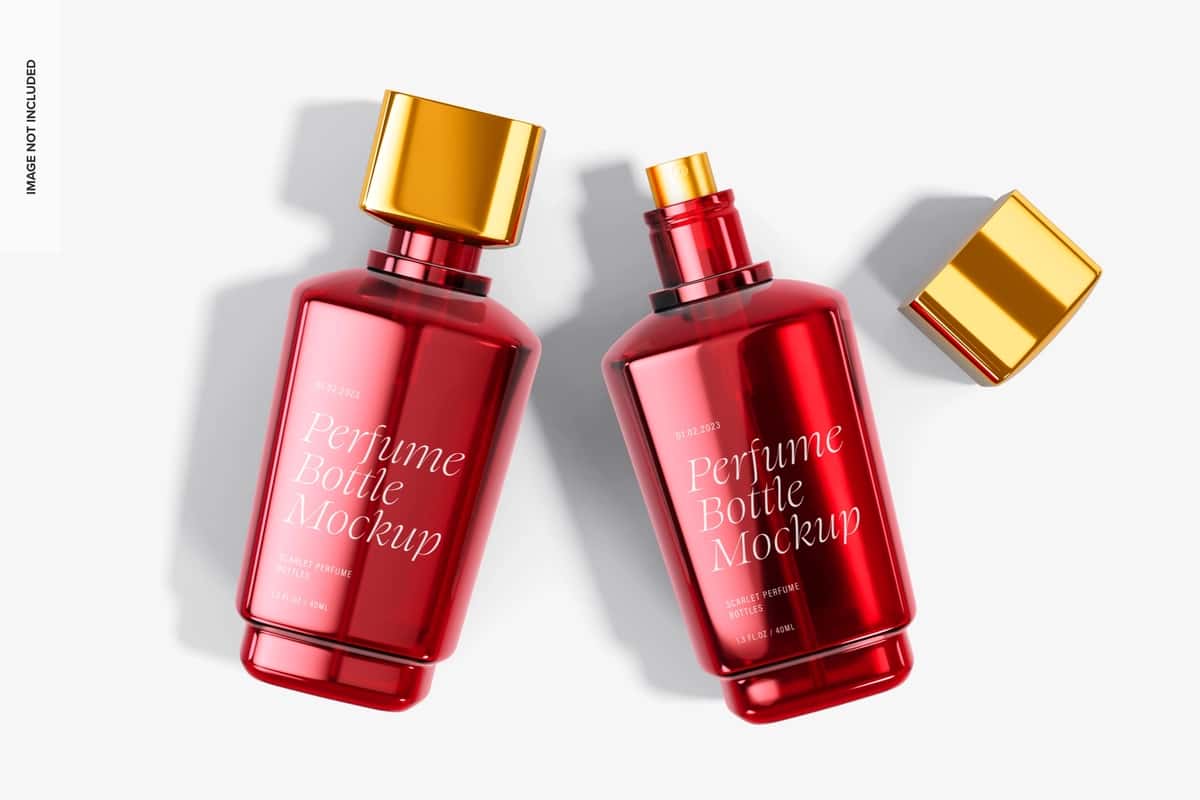 40 ml parfyum shishasining maketi yuqoridan ko'rinishi | 40 ml perfume bottles mockup top view 1