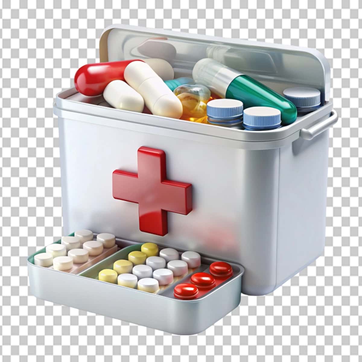Dorilar birinchi yordam qutisi shaffof fon | Medicines first aid box transparent background 1