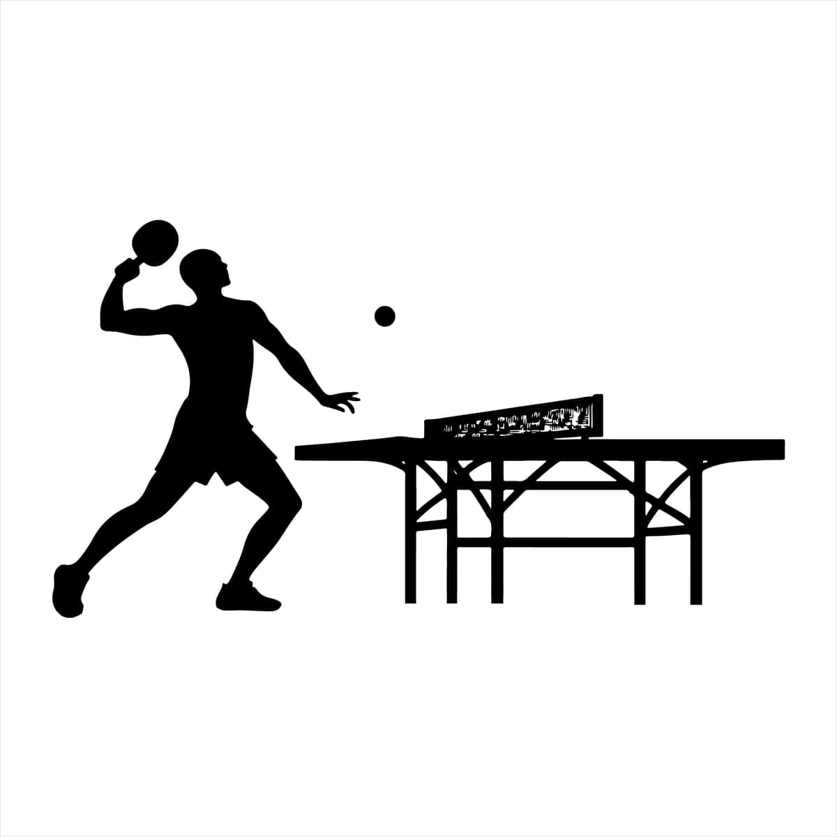 Stol tennisi silueti oq fon | Table tennis silhouette white background 1