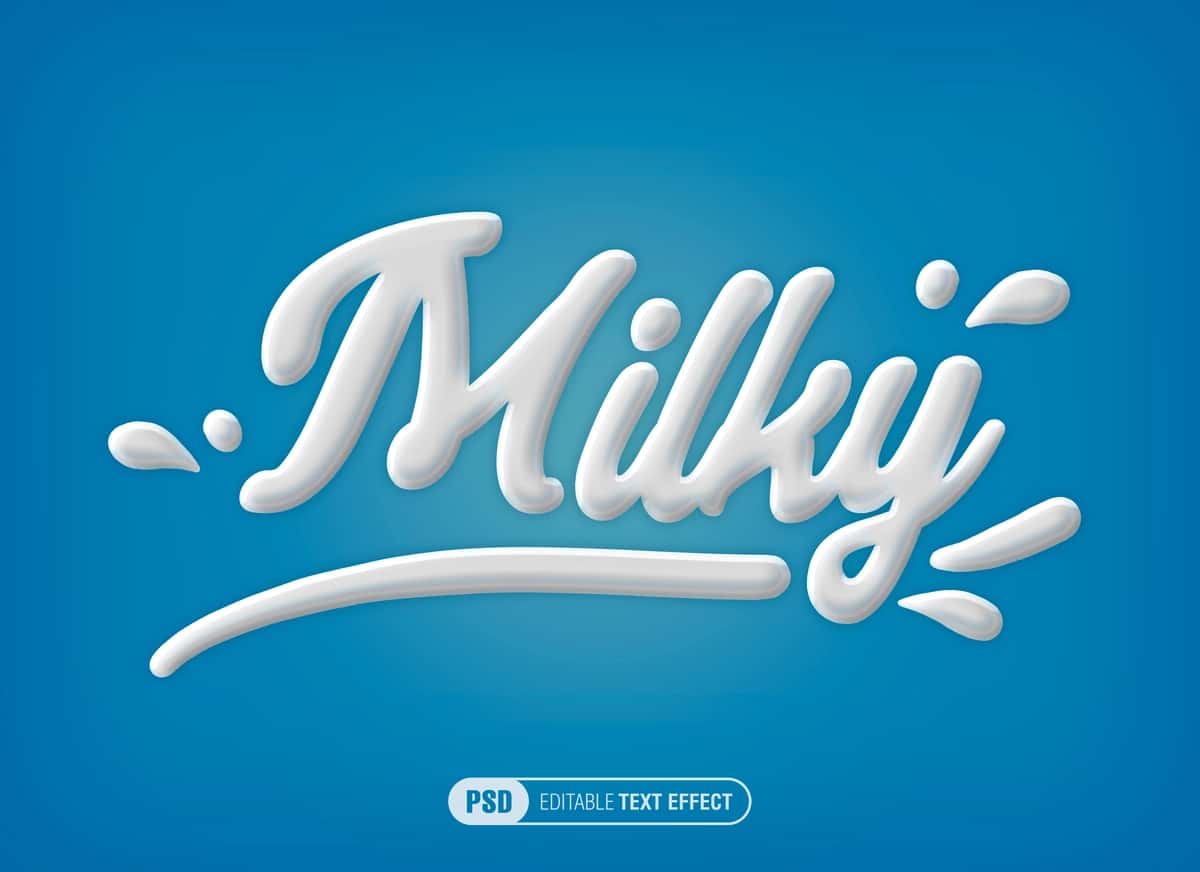 Tahrirlanadigan sutli matn effekti | Editable milky text effect 1