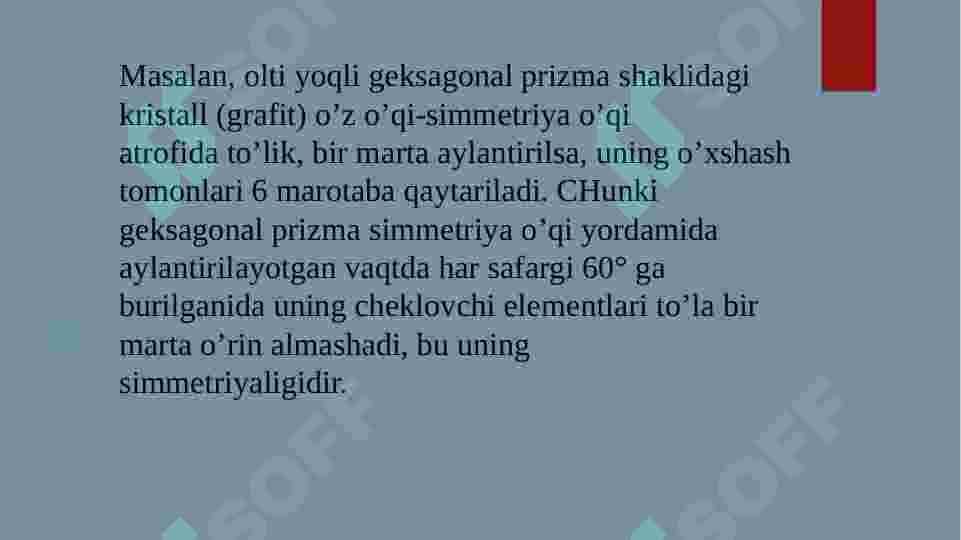 Kristallarning simmetriyasi  va simmetriya elementlarini  aniqlash 4