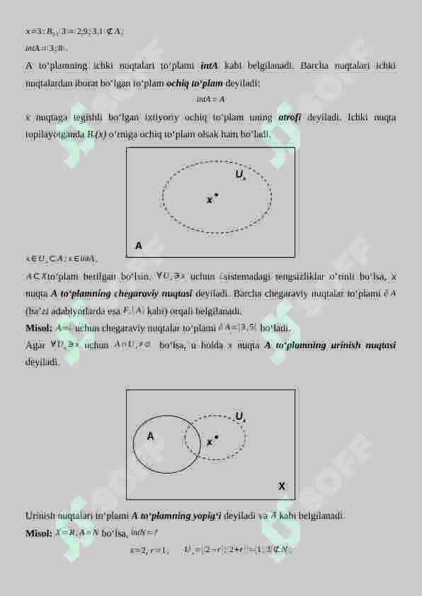 1.	Metrik fazolar 2.	Topologik fazolar 3.	Topologik fazoda ajrimlilik aksiomalari 4