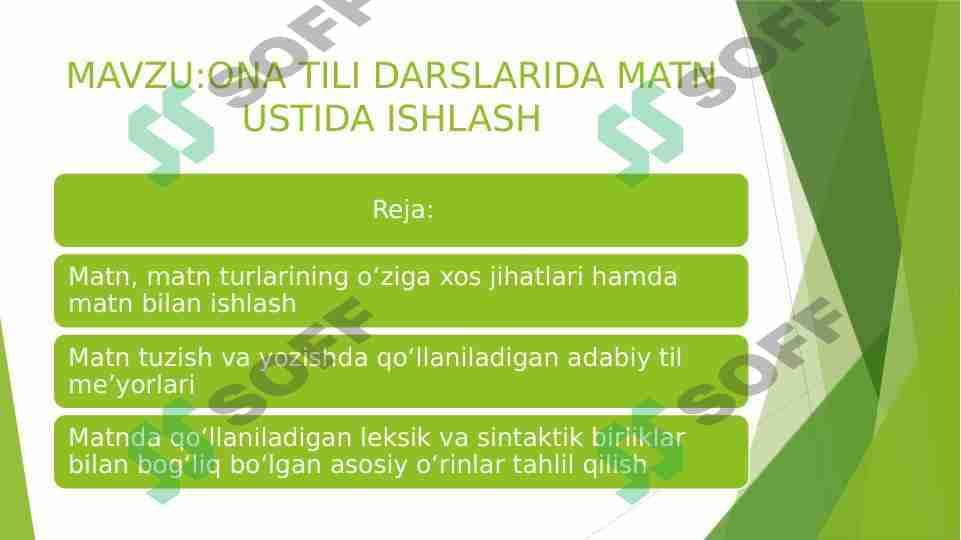 ONA TILI DARSLARIDA MATN USTIDA ISHLASH