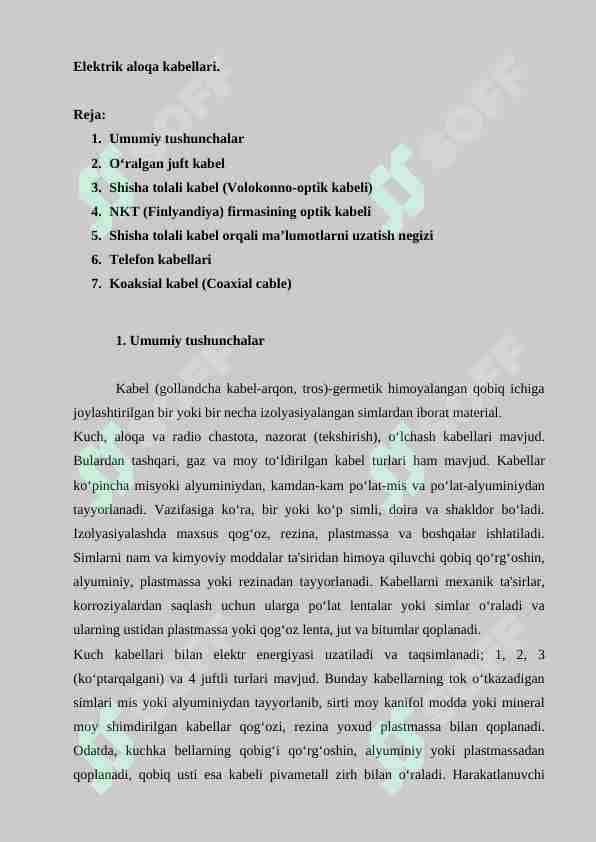 Elektrik aloqa kabellari.
