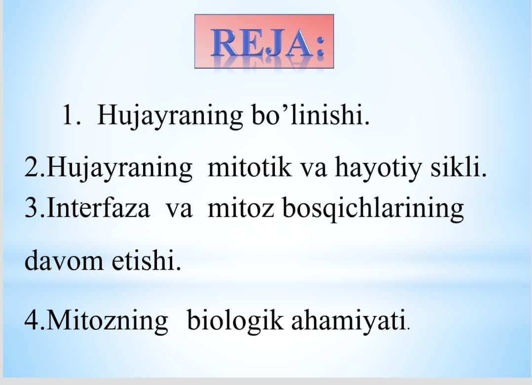 Hujayraning bo’linishi usullari 1