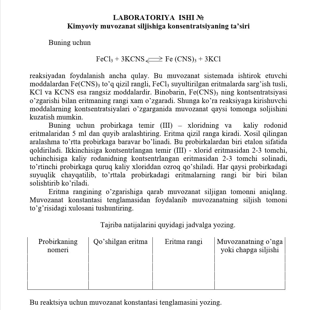 KIMYO FANIDAN LABORATORIYA DAFTARI 1