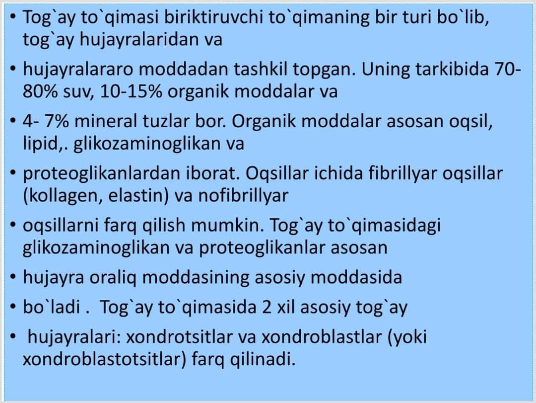 Suyak va tog'ay to'qimasi gistalogiyasi 1