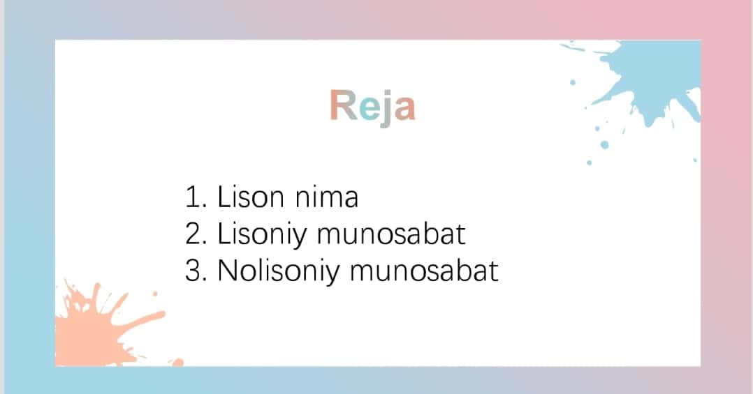 Lisoniy va Nolisoniy munosabat 1