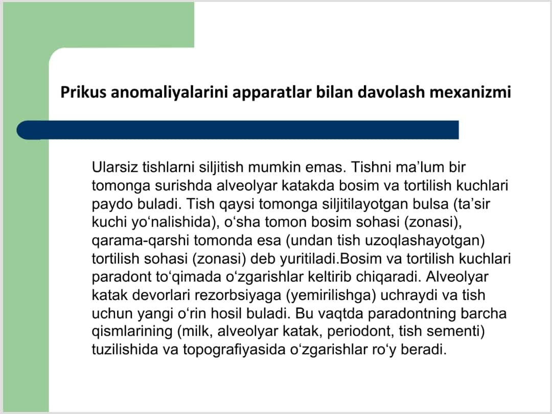 Ortodontik apparatlar yordamida noto'g'ri prikuslarni davolash 1