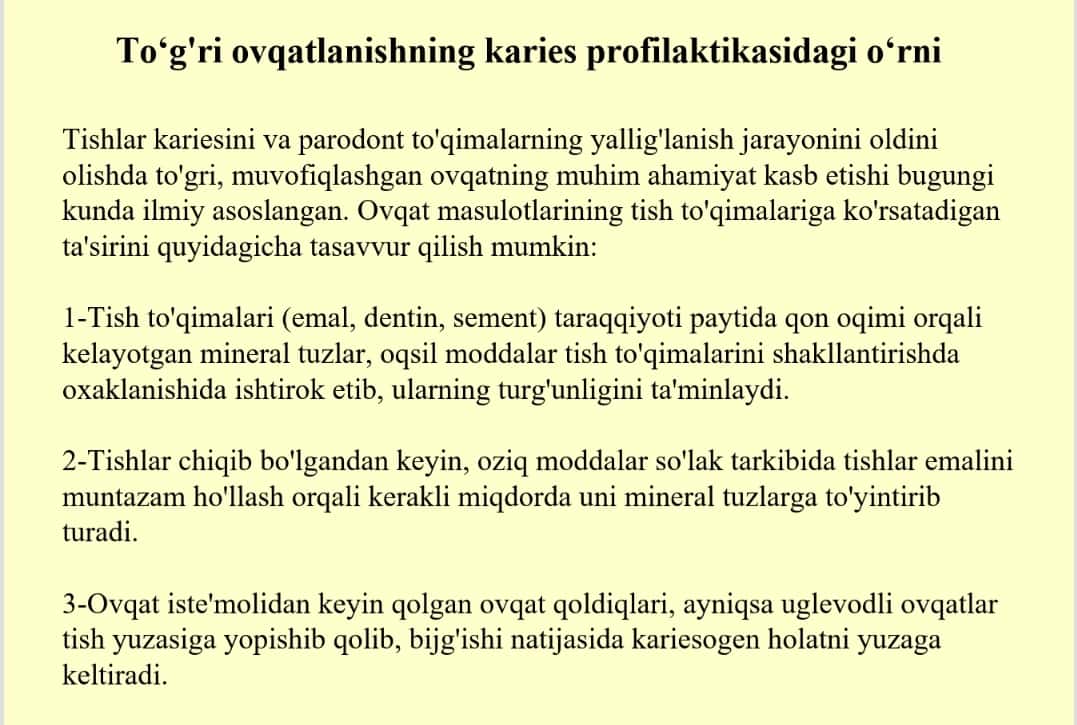 Karies kasalligini profilaktikasi 1