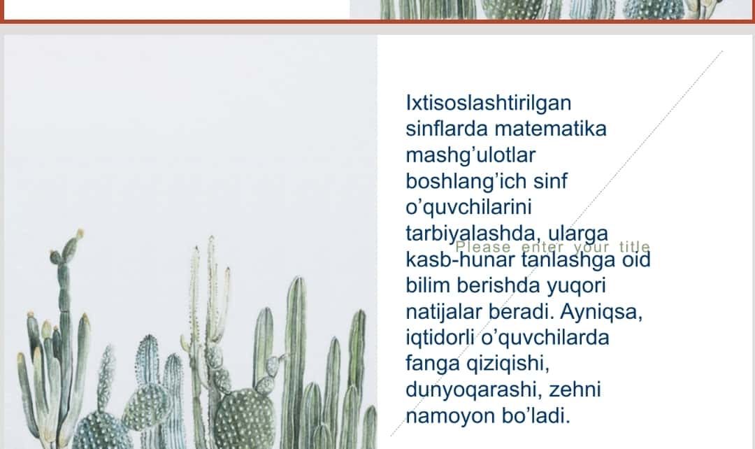 Ixtisoslashtirilgan boshlangich sinflarda matematika õqitish 1