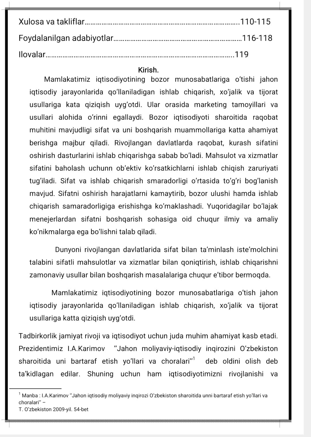 Ishlab chiqarish korxonalarida sifatni boshqarish tizimini takomillashtirish  BITIRUV MALAKAVIY ISHI  mavzusidan bitiruv malakaviy ish 1
