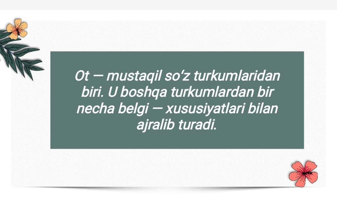 Ot soʻz turkumi va uning grammatik kategoriyalari 1