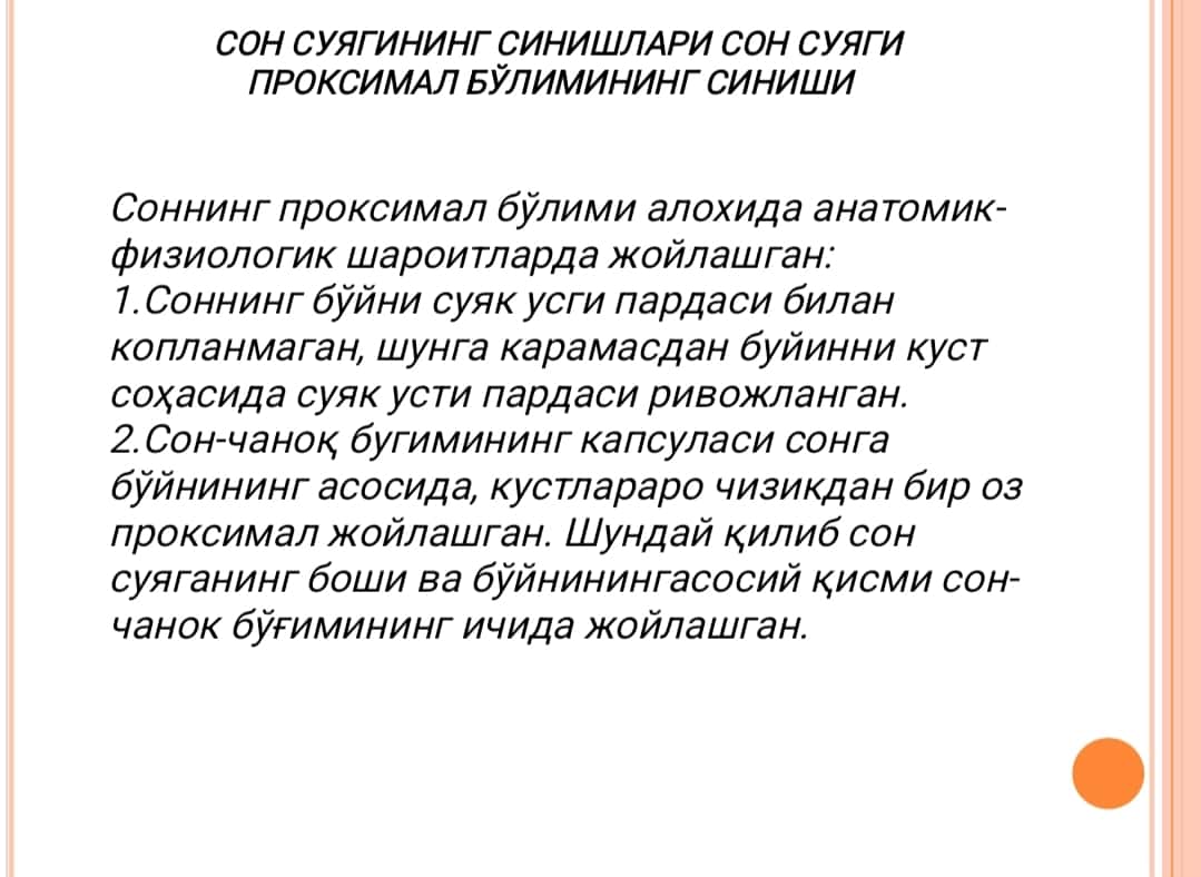 Son suyagi va tizza bo'g'imi shikastlari 1