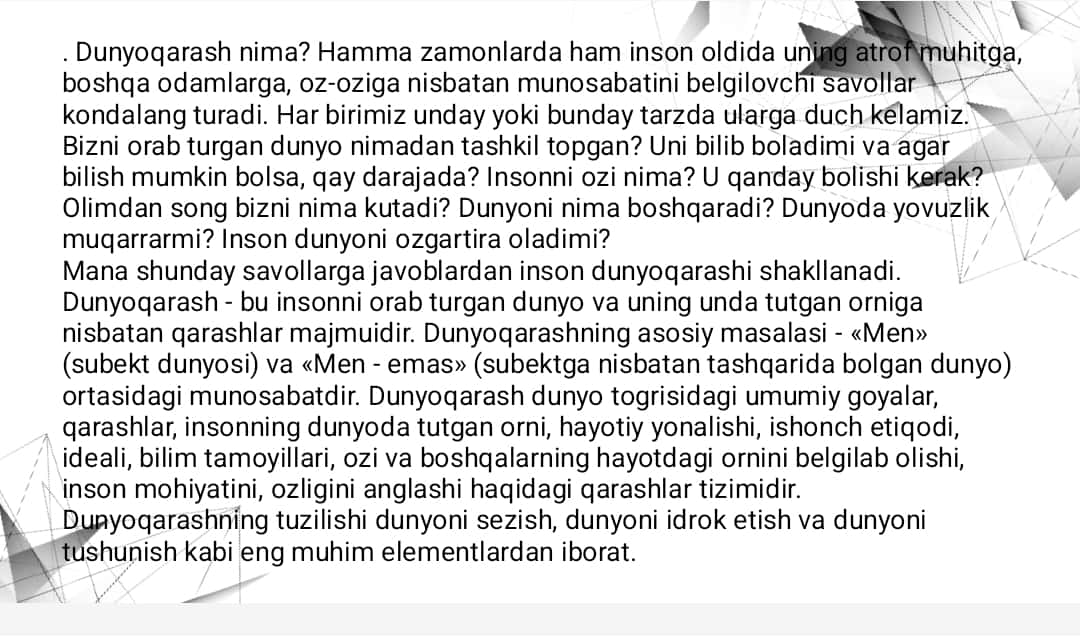 Dunyoqarash va uning turlari 1
