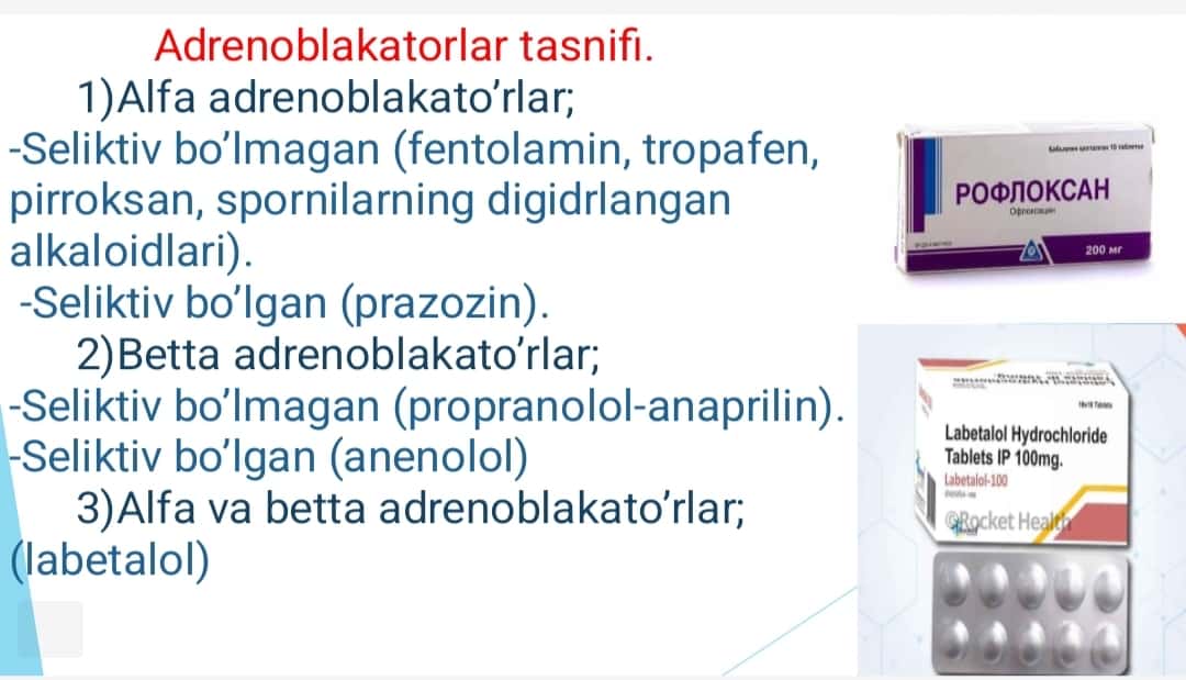 Adrenoretseptorlarni falajlovchi dorilar 1