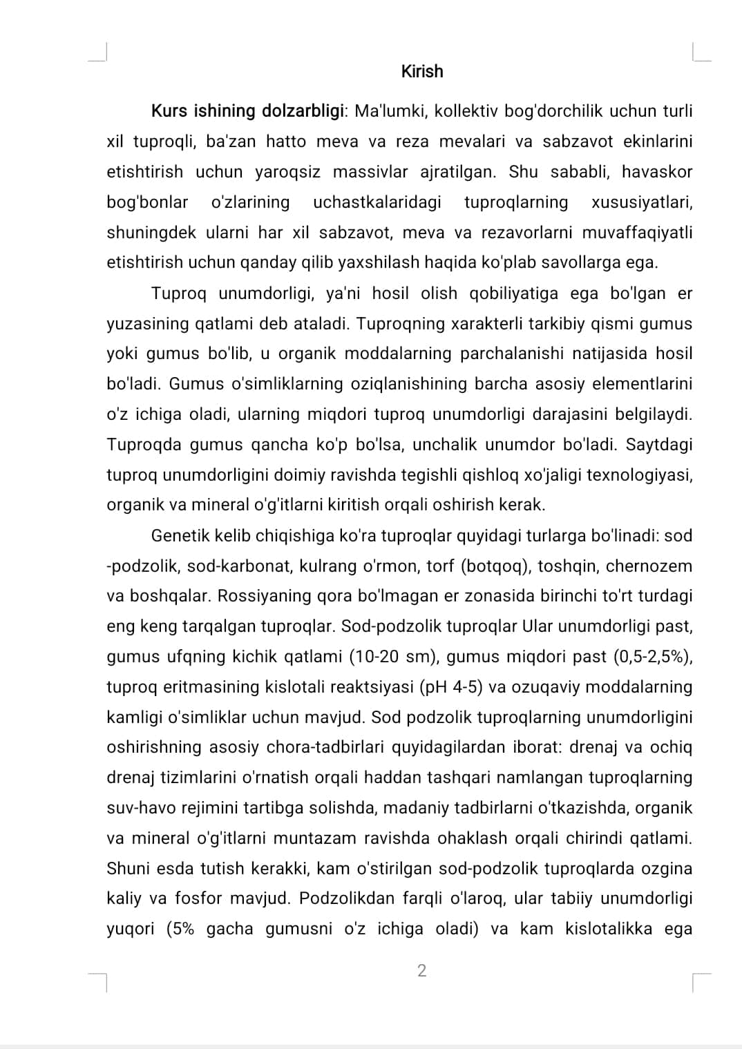 Tuproq tasnifi va uning abiotik xislatlari 1