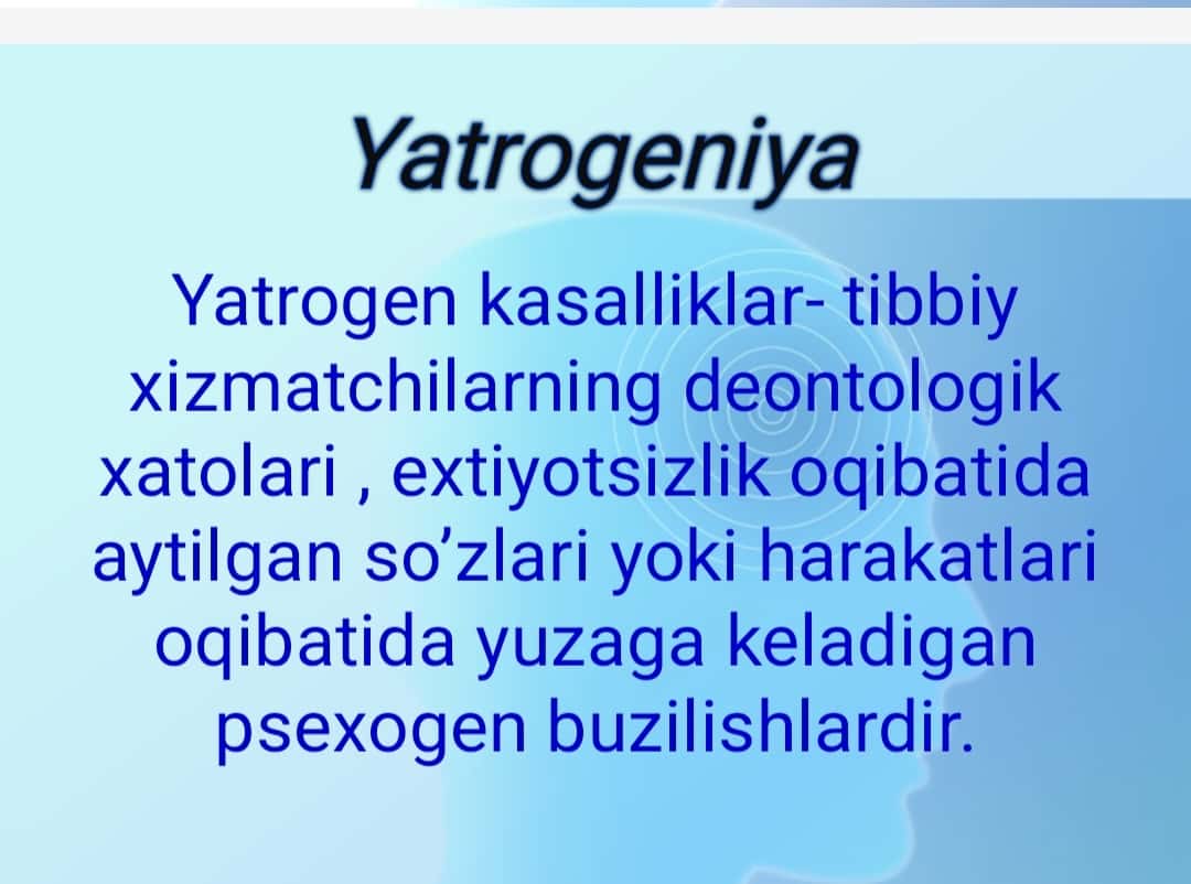 Hozirgi zamon tibbiyotida yatrogeniya muommolari 1