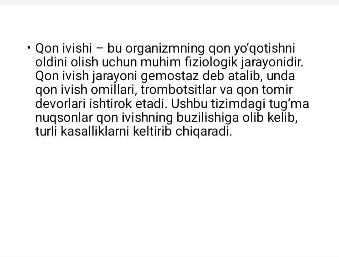 Qon ivish omillarining tug‘ma kasalliklari 1