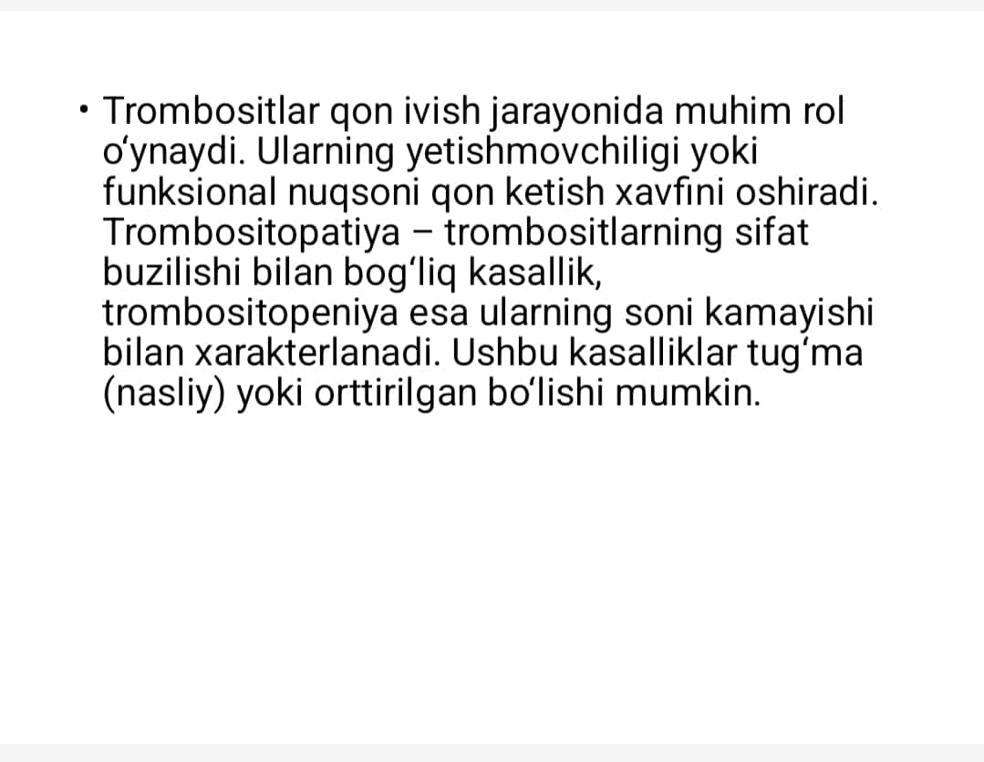 Nasliy va orttirilgan trombositopatiyalar va trombositopeniyalar 1