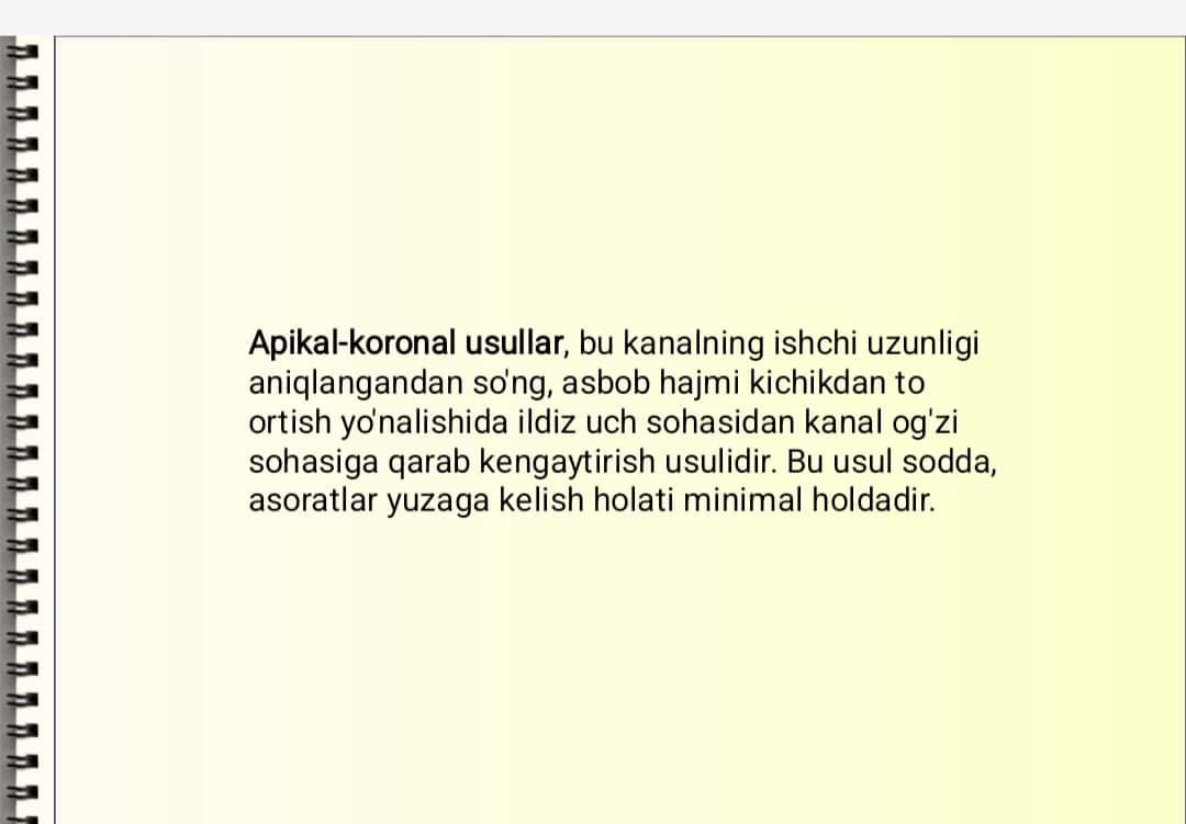 Ildiz kanalini apikal-koranal kengaytirish usullari 1