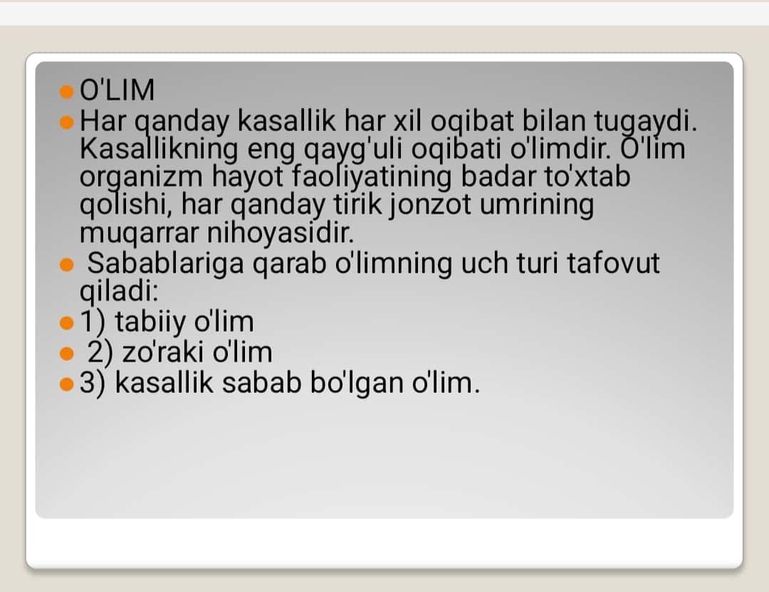 O’lim haqida tushuncha 1