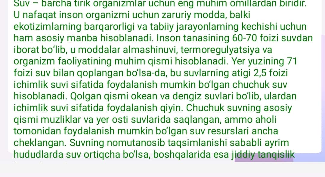 Suv va undan oqilona foydalanish 1