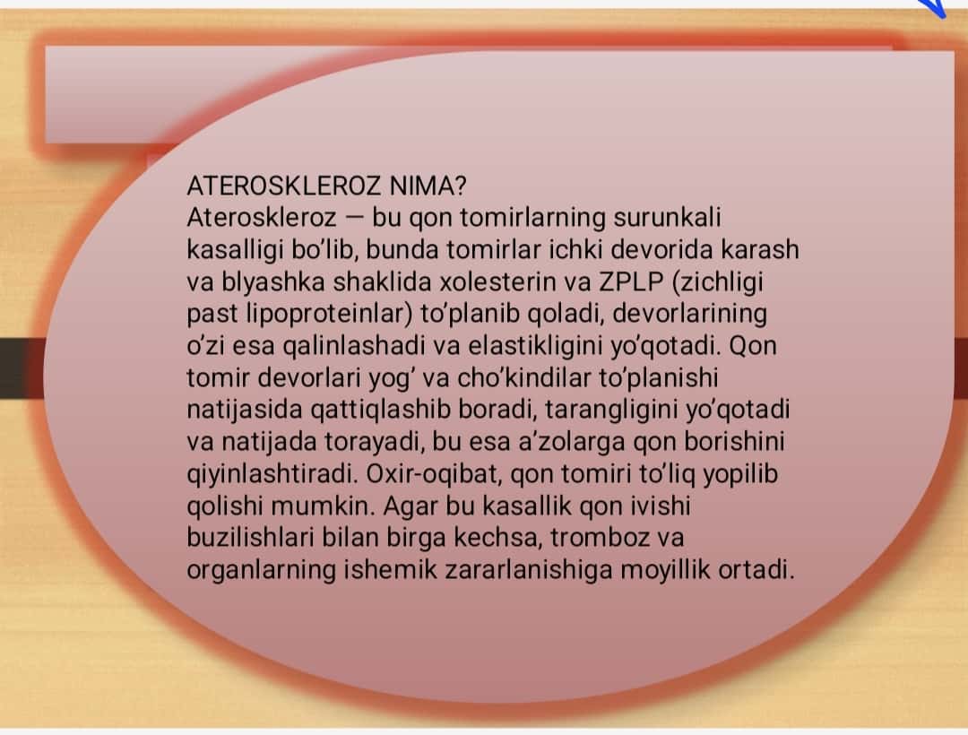 Aterasklerozning kelib chiqish mexanizmi 1