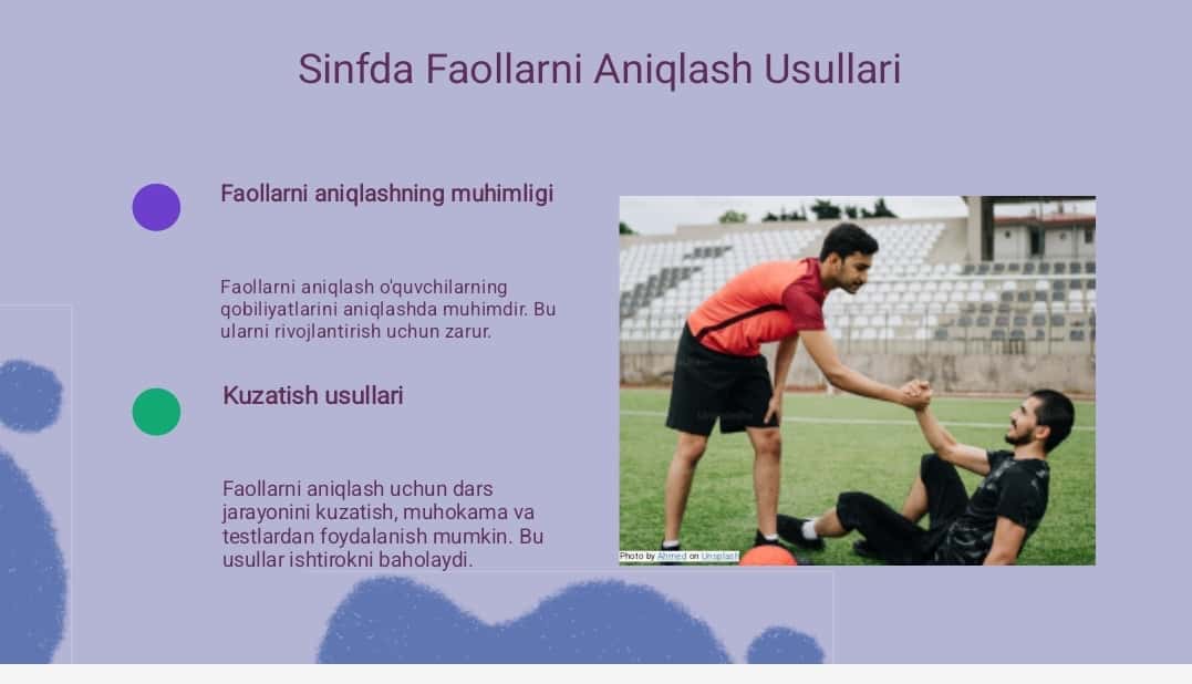 Sinfda faollarni aniqlash. Qobilyatli o'quvchilarni aniqlash va ularni tarbiyalash 1